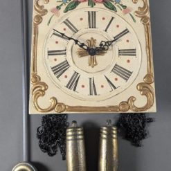 Wanduhr mit 2 Gewichten FHS Messingwerk Handbemaltes Bogenschild